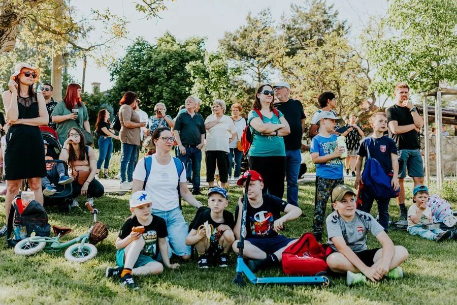 Residents at an outdoor community event
